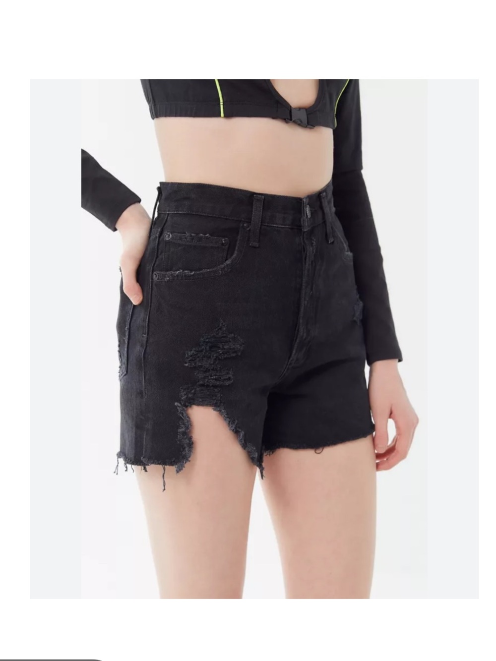 Agolde Dee Ultra High-Waisted Cutoff Shorts Distressed Sz 24
